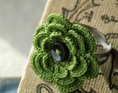 Monroe Crochet Flower Ring- Green