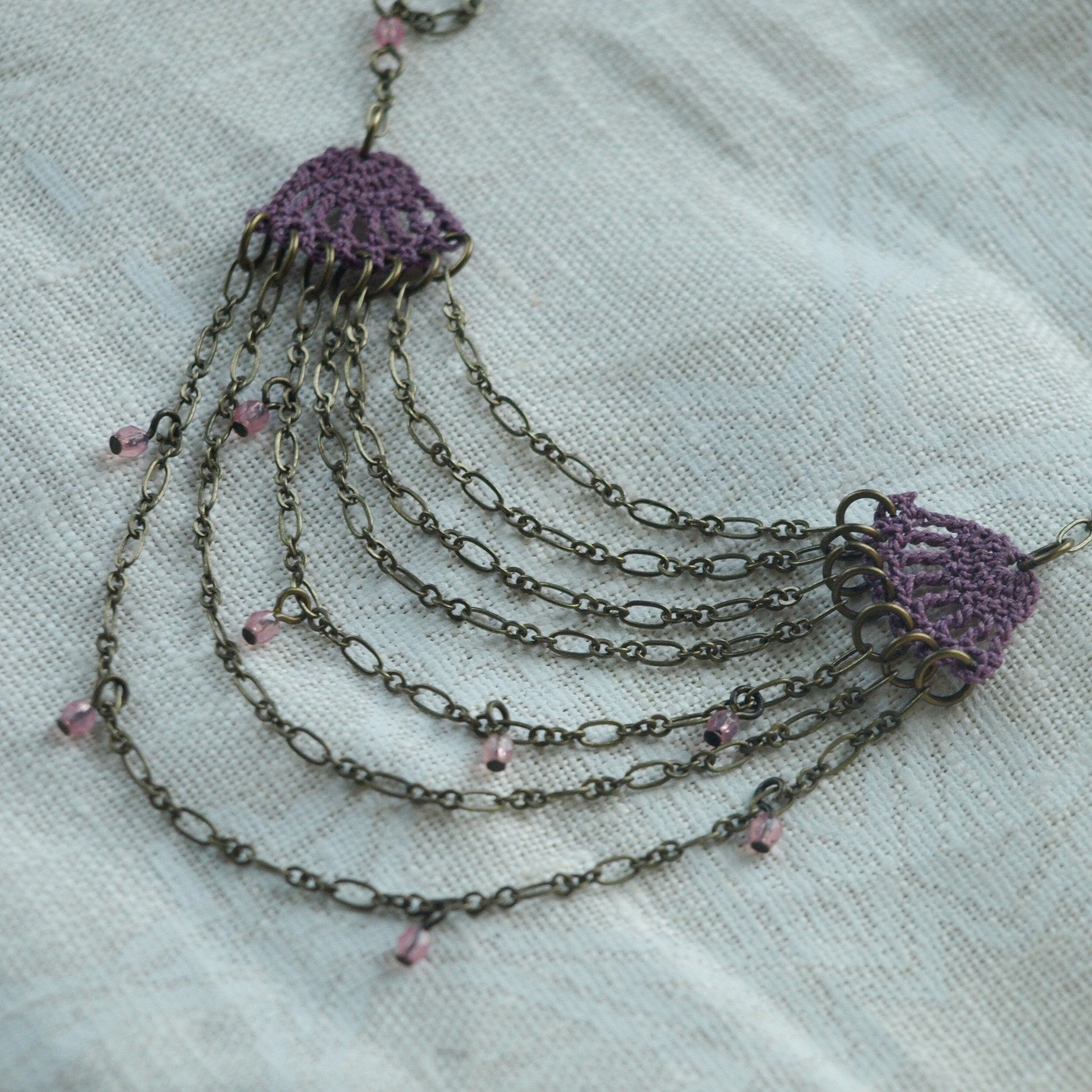Edgewater Crochet Necklace- Antique Violet/Pink