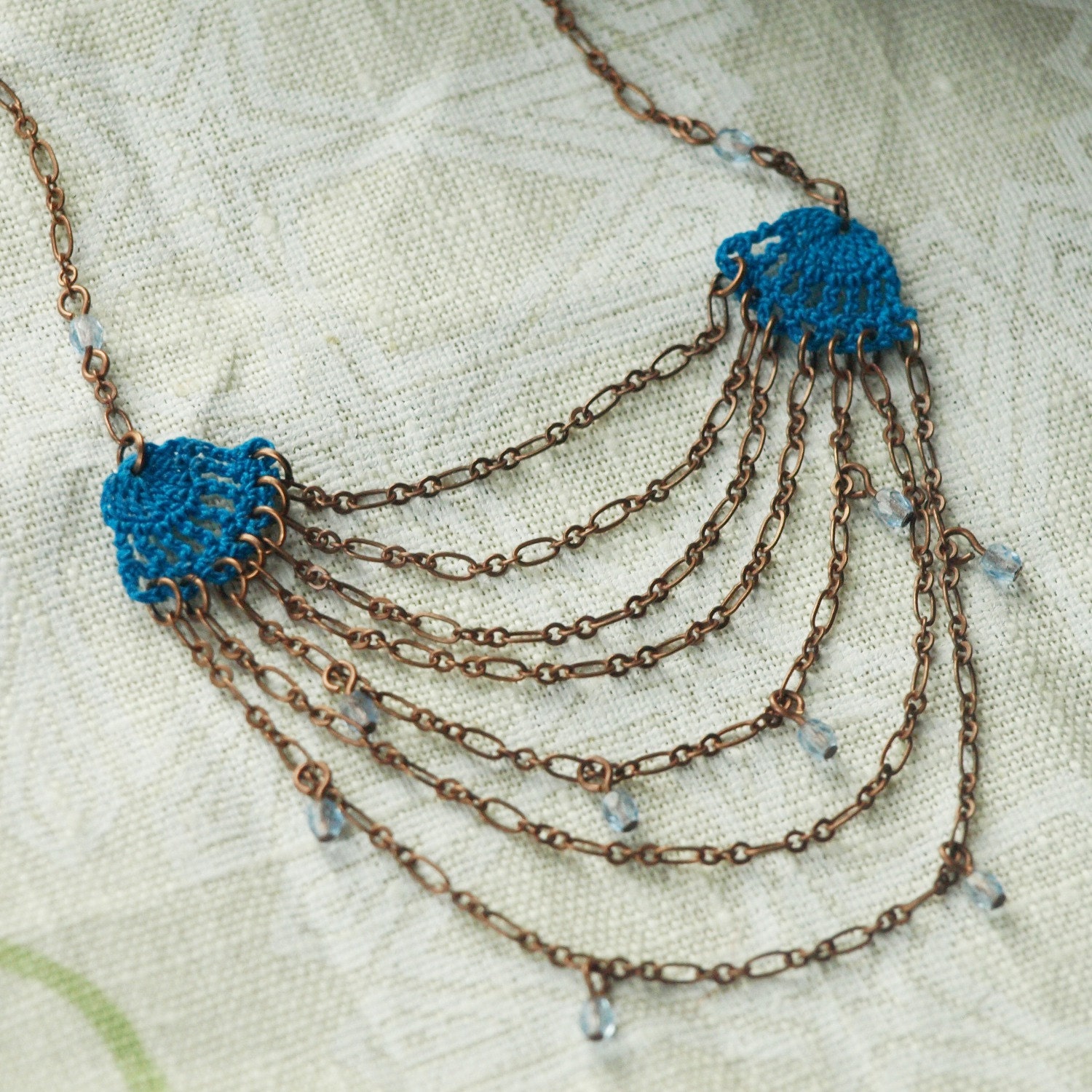 Edgewater Crochet Necklace- Turquoise/Light Blue