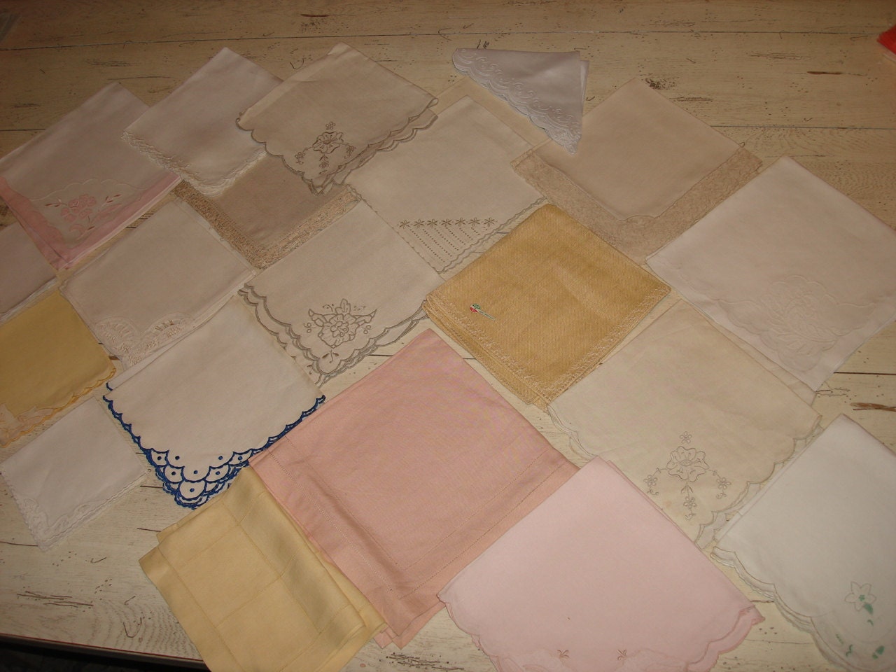 Cottage Chic French Vintage Linen Napkins By Twos 40 PC Set Mismatched Mix n Match Party Stella Ranae