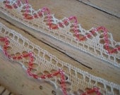 Vintage 30s 40s Cotton Lace Trim Pink and Cream DIY Delicate Embellishment Knickers Petticoats Bralettes Passementerie