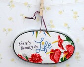 embroidered vintage hankie wall art