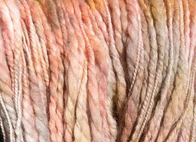 Yarn: 118 yds alpaca wool heavy worsted, bulky hand painted, rose pink peach beige gray blue gold yellow, knitting yarn, very soft - LifesAnExpedition