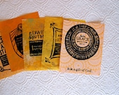 for truth - set of 5 woodcut prints in yellow and orange