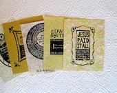 for truth - set of 5 woodcut prints in greens