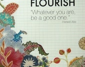 flourish, handmade collage print on vintage graph paper, 11x16