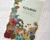 flourish, handmade collage print on vintage graph paper, 11x16