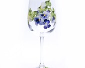Floral Wine Glasses - Set of Two - Hand Painted Purple Flower and Yellow Rose