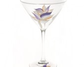 Martini Glass - Hand Painted Bird of Paradise Flower