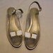 60s 70s Magdesians Cinderella clear slingback peeptoe wedges 10 N 9.5 white and gold ferragamo bow