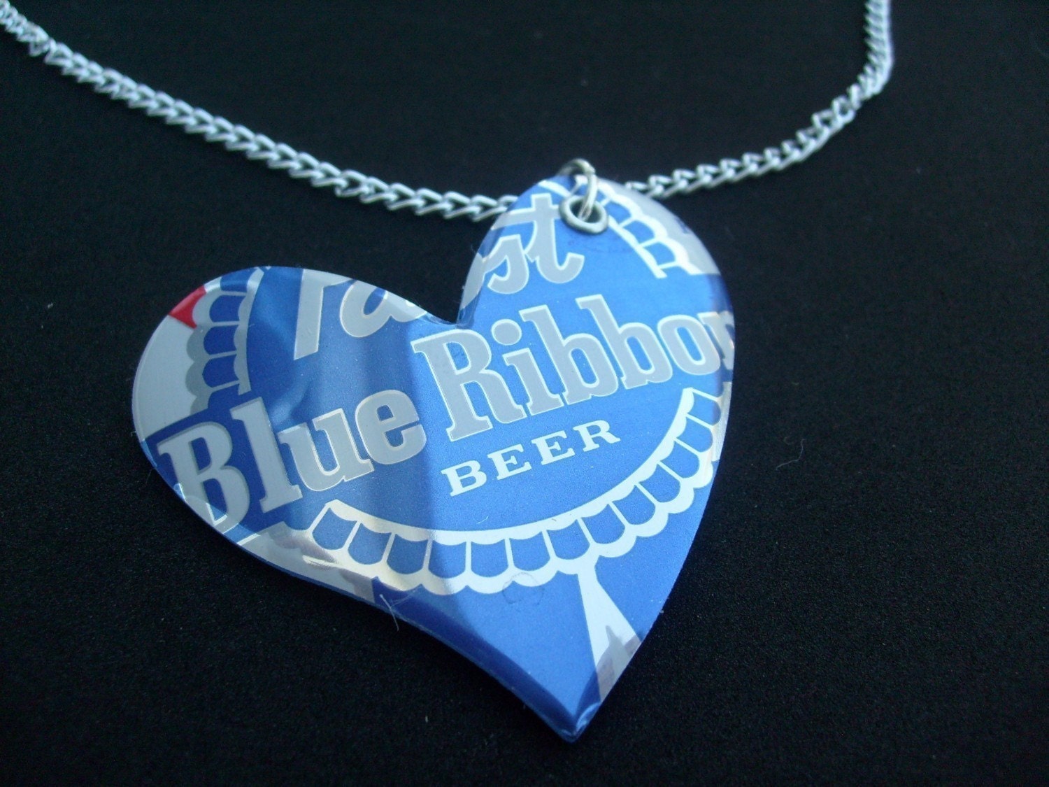 Pabst Blue Ribbon Heart Necklace Made From a Real Can