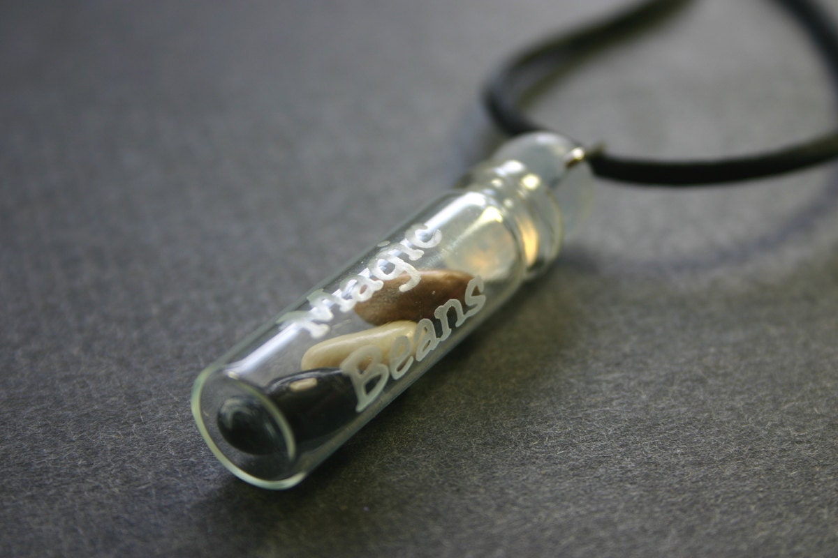 Magic Beans Etched Bottle Vial Necklace