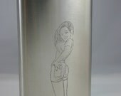 Custom Engraved Flask Stainless Steel 8oz Flask Personalized Set of 2