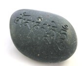Om Mani Padme Hum Tibetan Script Engraved Grey Stone Mantra Prayer
