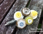 Button Boutonniere Pin - Custom - Yellow & Tan