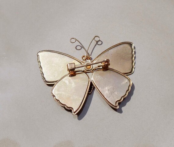 Vintage gold blue butterfly brooch