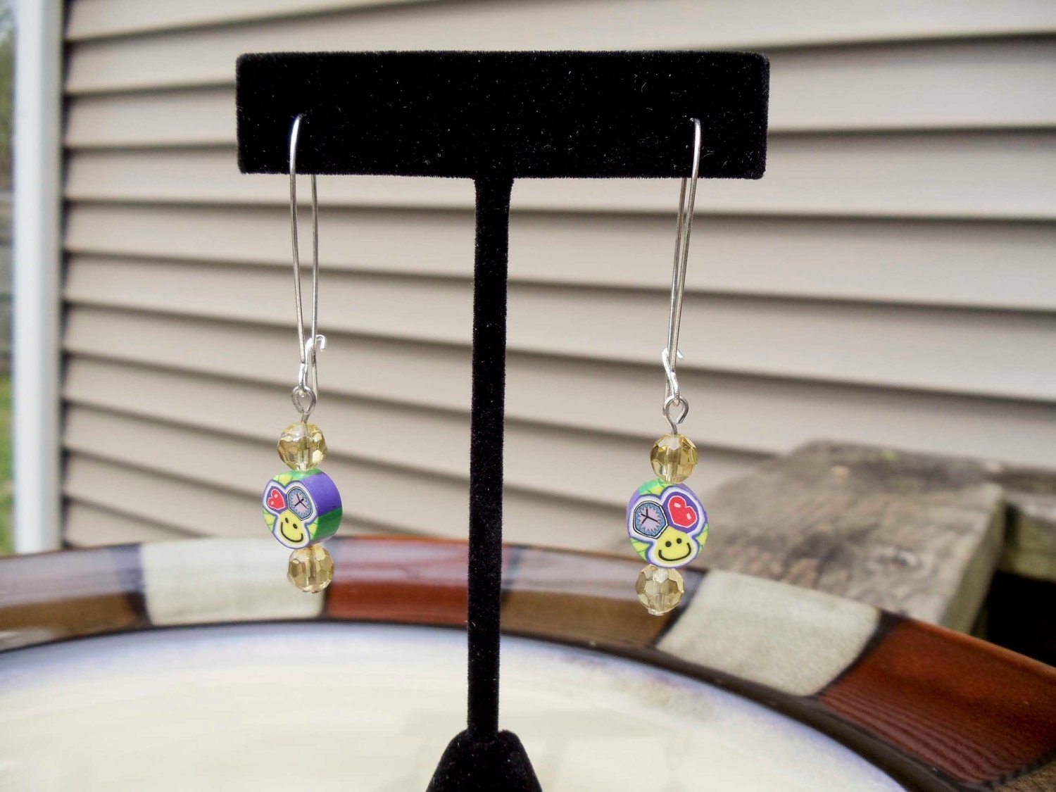 On Sale Peace Love Happiness Hoop Dangle Earrings
