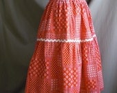 Vintage Tiered Red and White Cotton Western Style Skirt with Ric Rac trim size 6 small