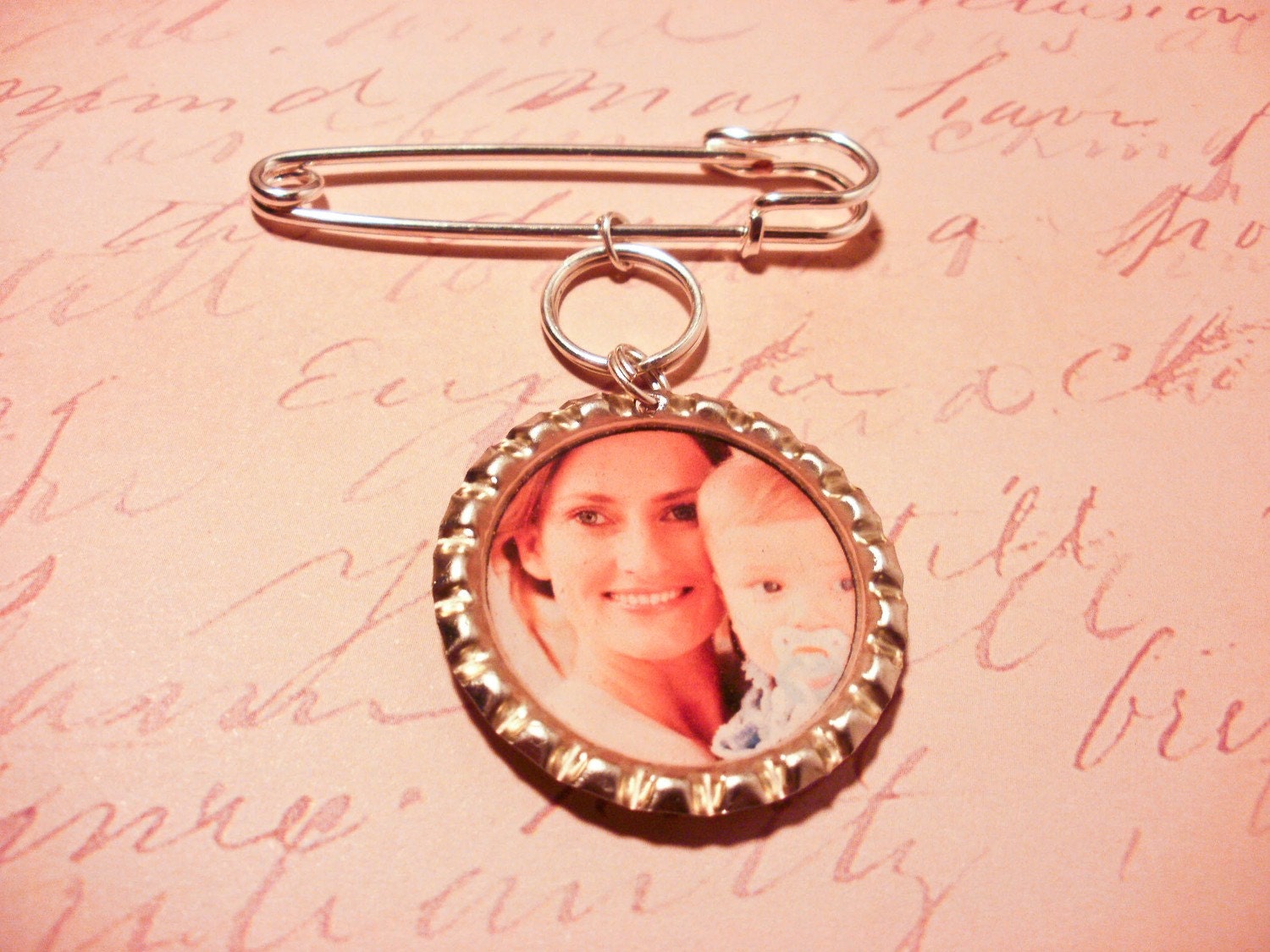 Custom Personalized Photo Bottle Cap Groom's Boutonniere Charm for something treasured
