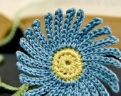 Crocheted Blue Aster Flower Bookmark