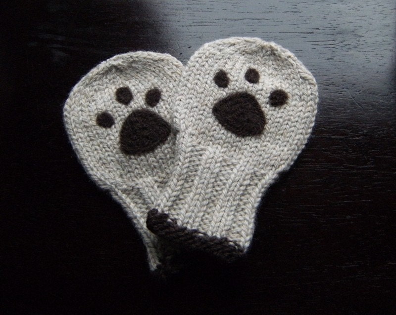 Wool Bear Paw Mittens, 0, 6 or 12 months