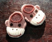 Wool Sock Monkey Slippers, Pink, 0, 3 or 6 months