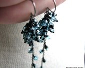 TARICE-Blue and Black Glass Bead and Gunmetal Cascading Earrings
