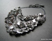 LUSH-Silver Chain and Circle Bib Style Draped Necklace