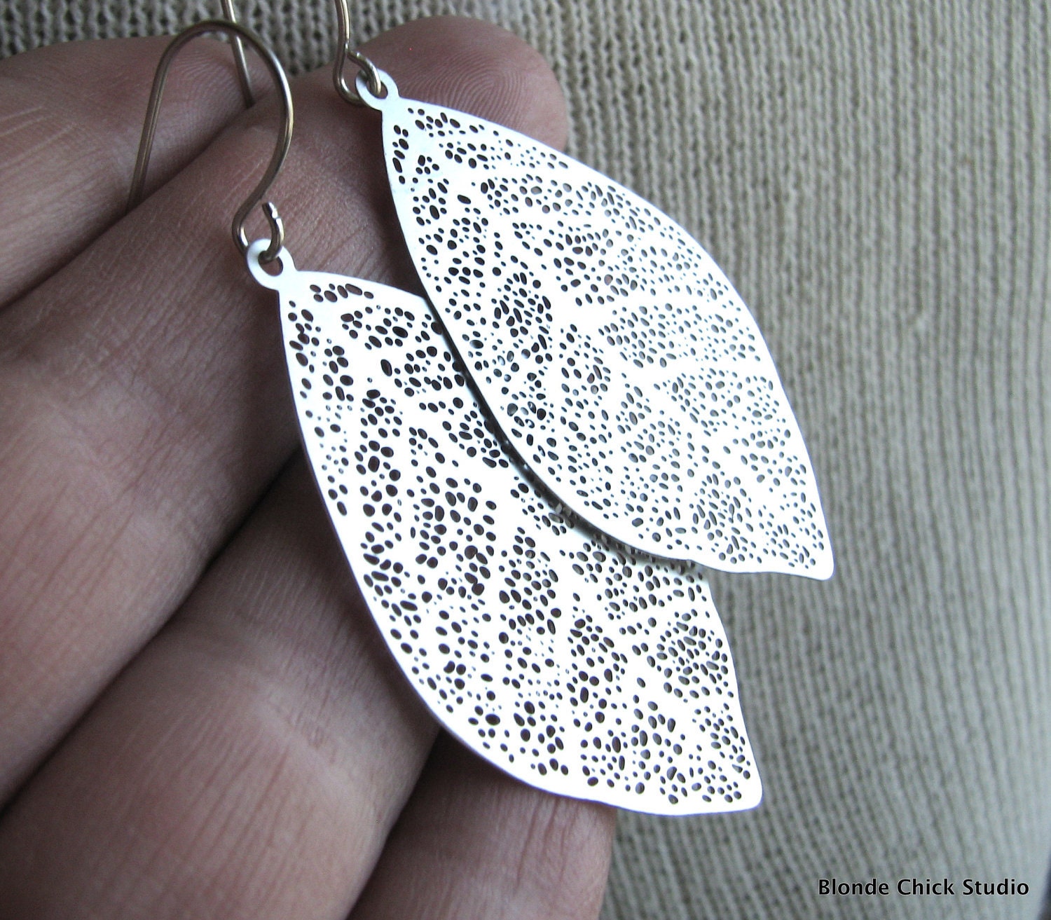 FOLIO-Matte Silver Leaf Earrings