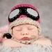 Baby Pilot Hat - Newborn Aviator Hat -  Girl Pilot Hat - Chinstrap Hat - Pink Rocketeer- Newborn Size