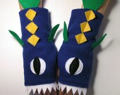 Shark Fingerless Gloves / Mittens for KIDS (Size XS - XL) - Fleece Arm, Hand, Wrist Warmers
