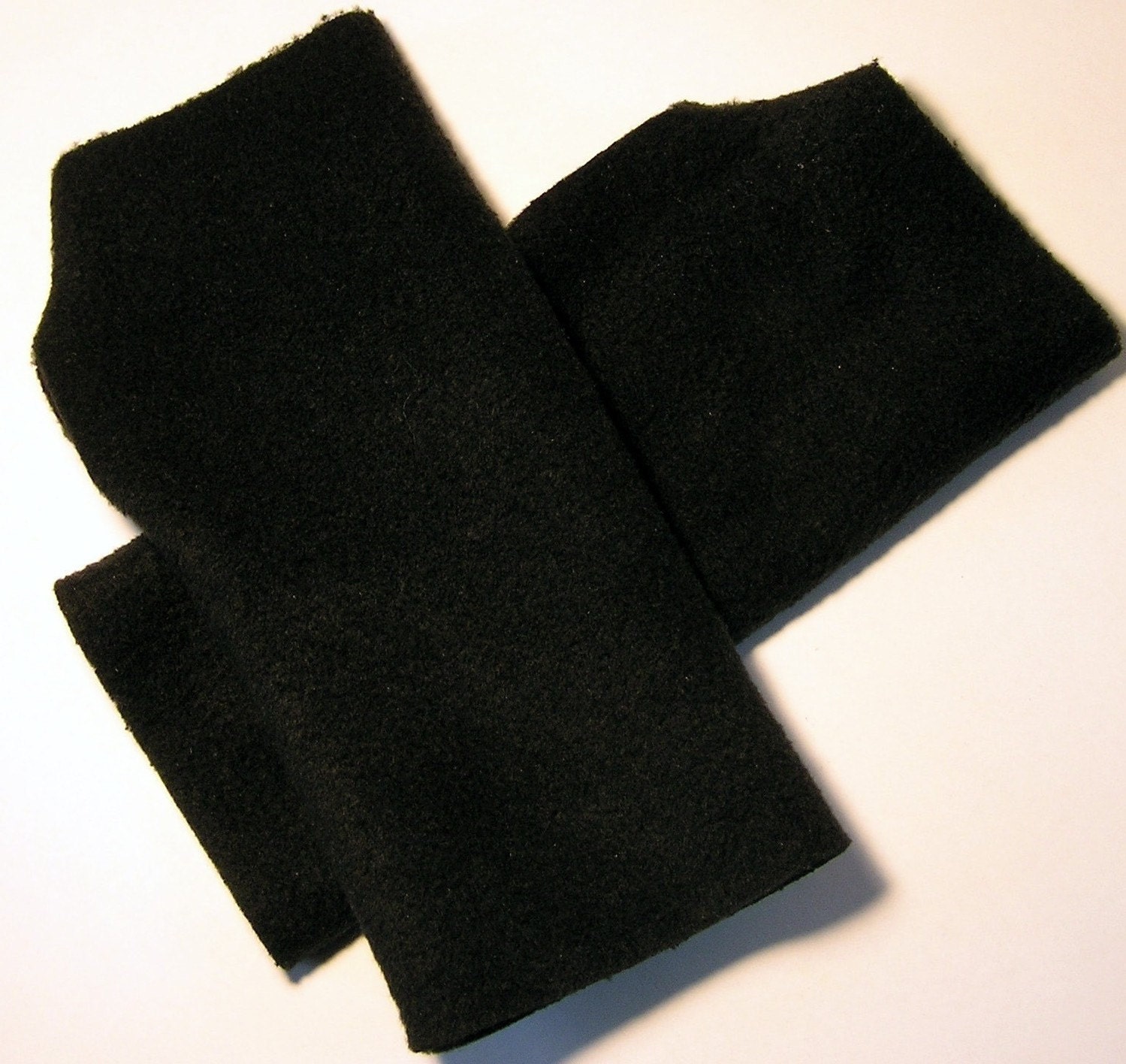 MENS Fingerless Gloves / Mittens Warmers - Black Fleece