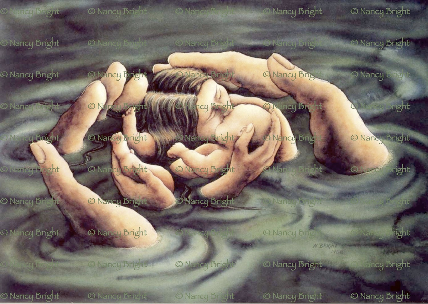 Cradle Of Love- Cradled in the hands of the Divine, mother and child are loved and protected.