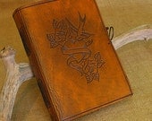 Medium - Retro Swallow and Heart Tattoo Hand Bound Leather Journal