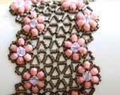 Waves of Flowers in Brown and Coral Pink