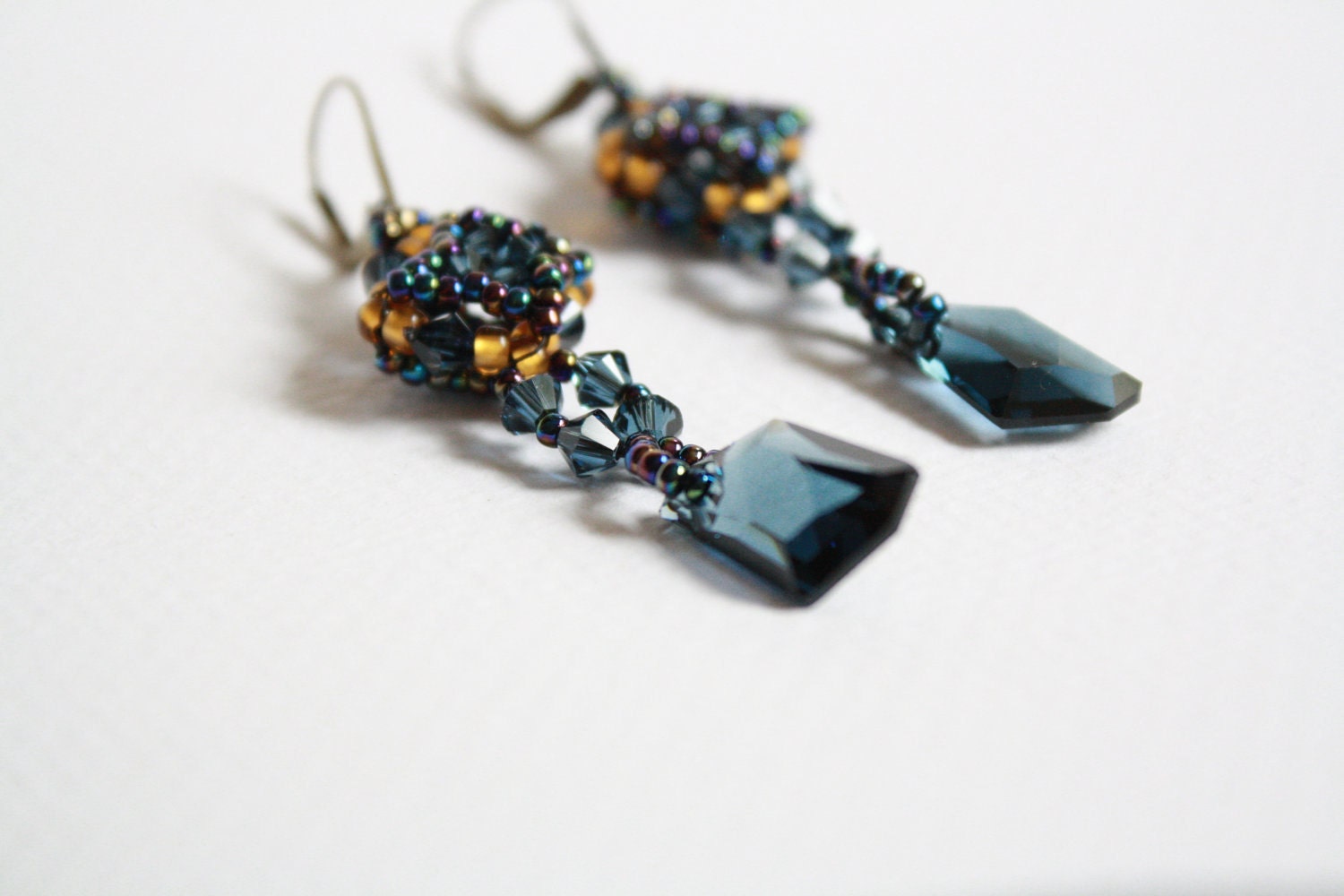 Downton Abbey Worth Crystal Beaded Earrings in Montana Sapphire Blue
