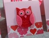 Owl Valentine's Blank Note Cards WITH Envelopes 3x3 (6)