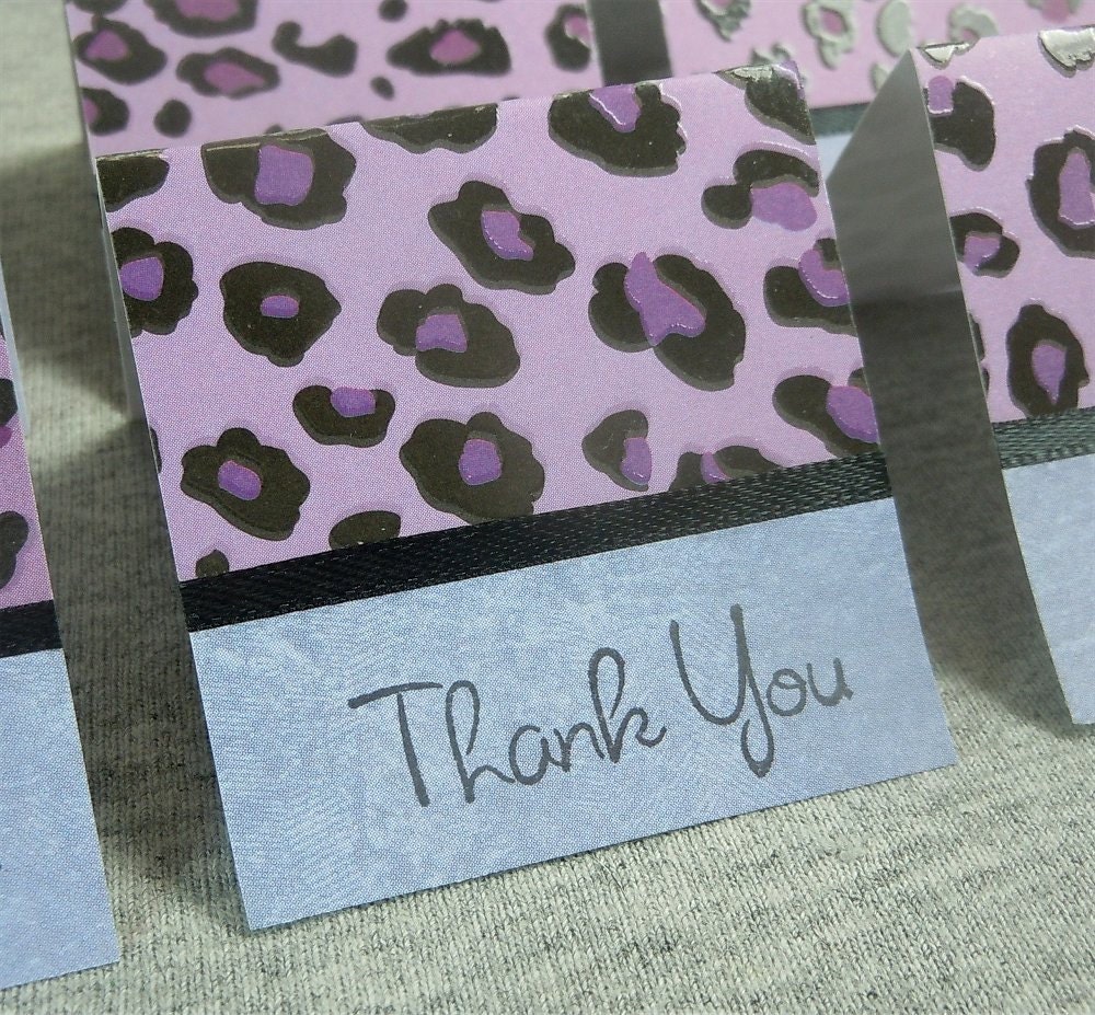 Purple and Black Cheetah Print Mini Thank You Cards 2x2 (6)