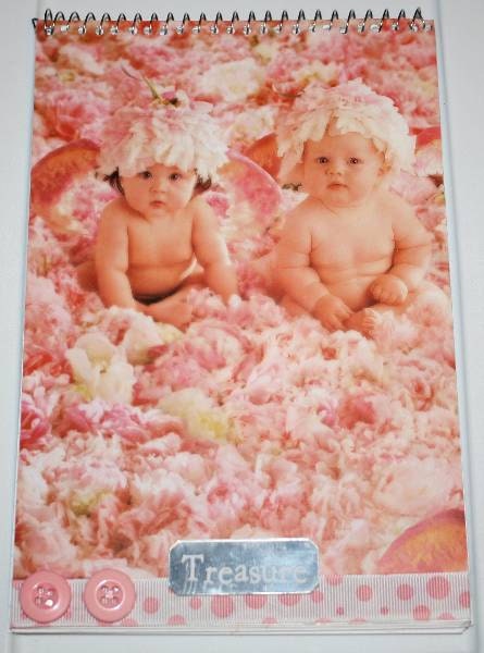 Recycled Anne Geddes Baby Print Decorated Notebook/ Journal