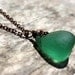 TEAL-GREEN  DROP genuine seaglass necklace.