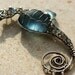 BLUE-GRAY seahorse wire wrapped seaglass pendant.