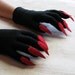 Gloves with claws, black and red, for Halloween costume or pretend play, one size stretch glove
