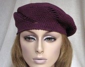 Summer Crochet Beret w/Spiral Pattern - Pure Linen
