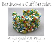 PDF Beading Pattern Tutorial - Right Angle Weave Freeform Embellished Beadwoven Cuff Bracelet - For Personal Use by randomcreative on Etsy