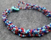 Beaded Bracelet - Colorful Purple Red Blue Casual Fun by randomcreative on Etsy