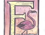 F is for Flamingo Alphabet Letter Series by monster in the closet