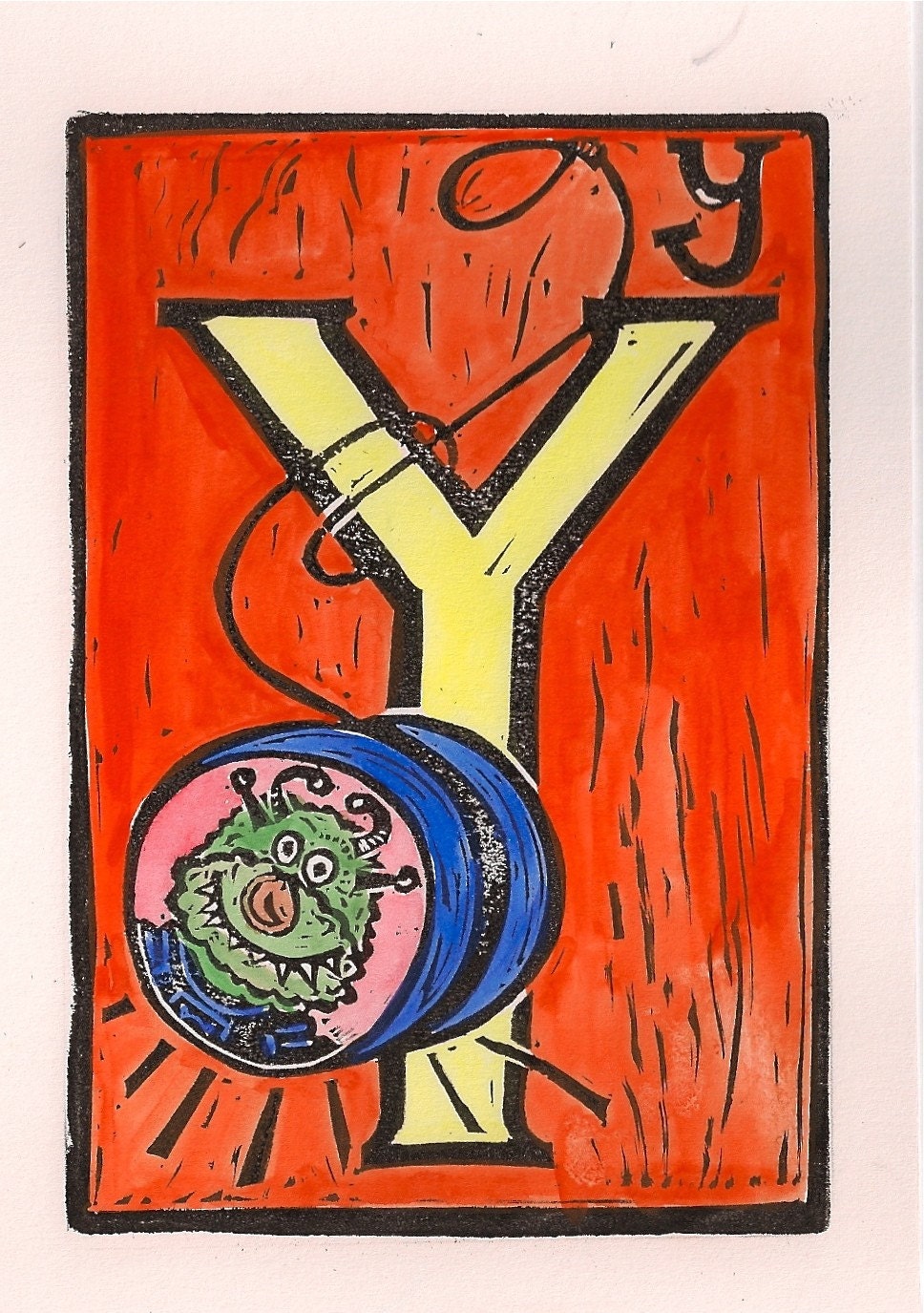 Y is for Yo-Yo  framed alphabet print by monster in the closet on etsy