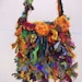 Recycled Sari Silk  Very Raggy Sunshine Rainbow Ribbon Bag  Hand Crocheted by plumfish