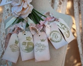 Once Upon A Time - pink bloom dyed silk ribbon tags