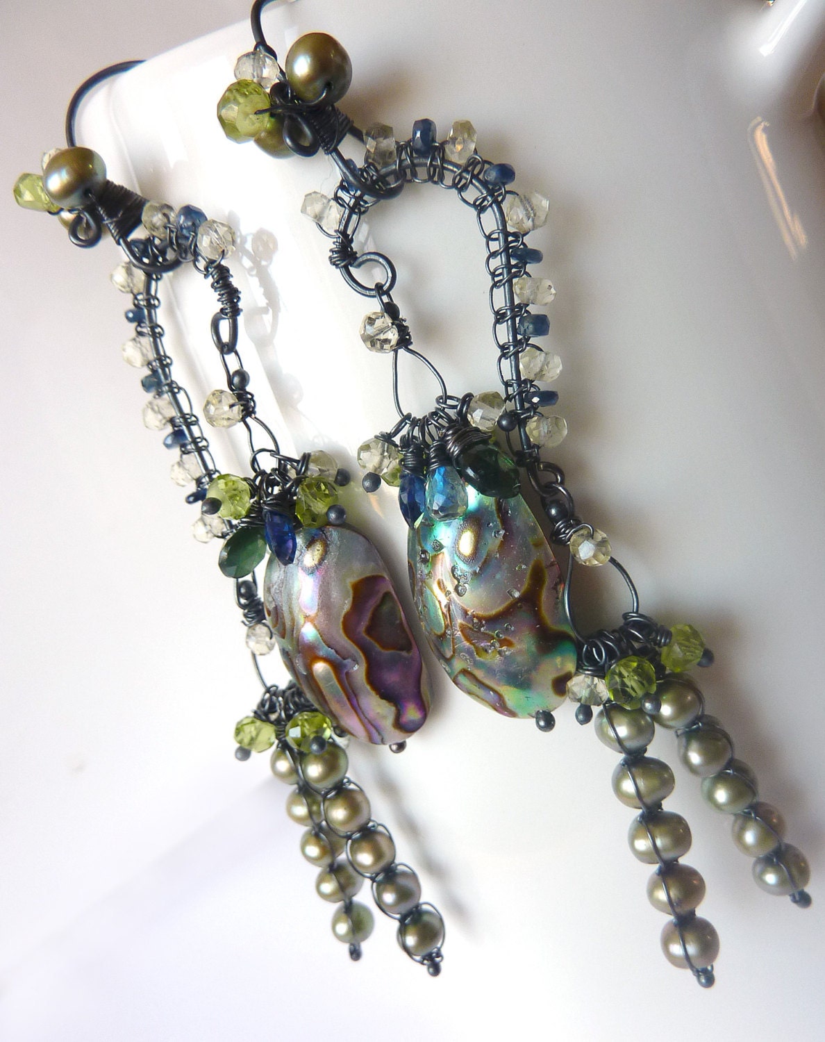 OOAK Rainforest Artisan Oxidized Sterling Earrings